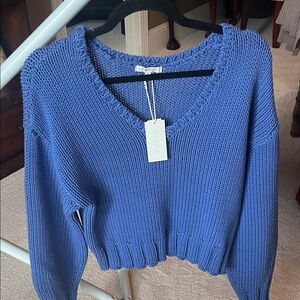 Z Supply Women's Sweater in Blue V-Neck